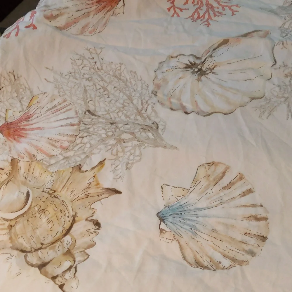 Pottery Barn Full/Queen Atlantic Duvet Cover Coral and Sea Life